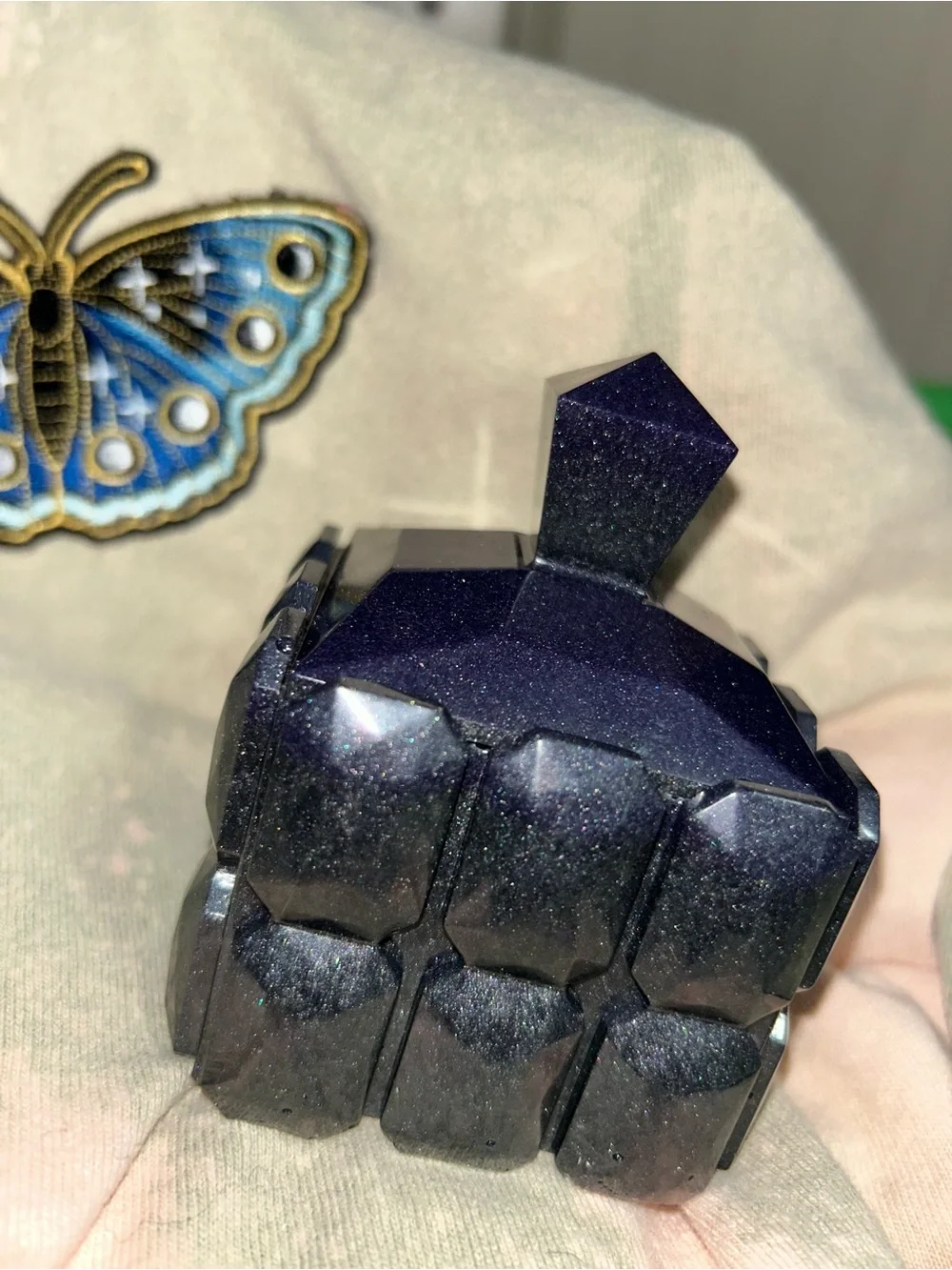 Black with Purplish Tint Geometric Handmade Jewelry Storage Box